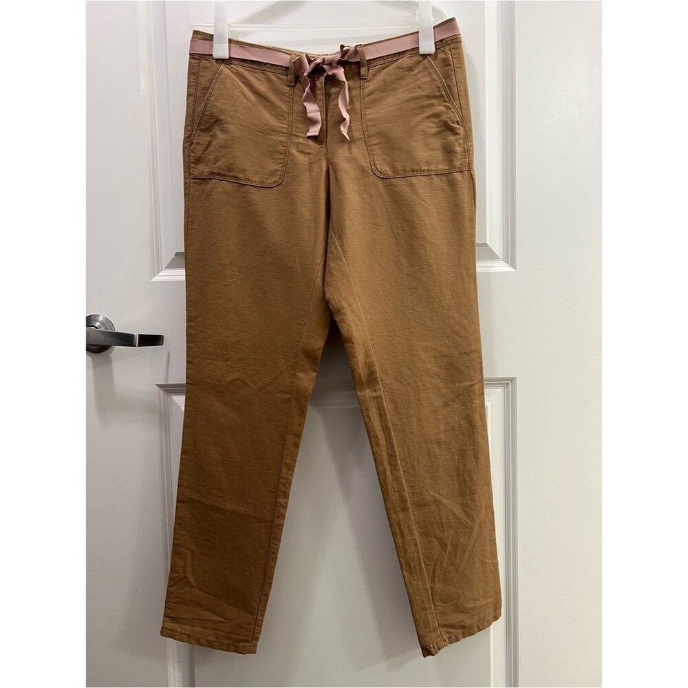 LOFT Brown Pants with Pink Ribbon Tie Size 4